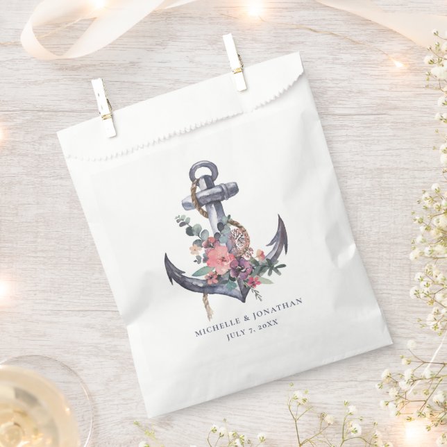 Nautic Floral Anchor Hochzeitsgeschenk Gunst Bag Geschenktütchen (Ausgeschnitten)