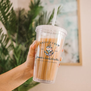 Nautic Floral Anchor   Monogramm Bachelorette Acryltrinkbecher