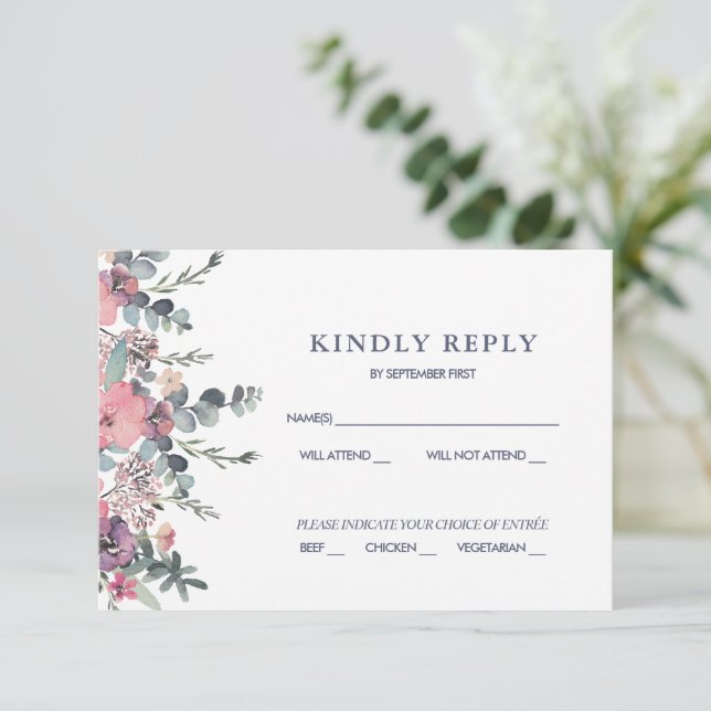 Nautic Floral Anchor Wedding RSVP Einladung (Stehend Vorderseite)