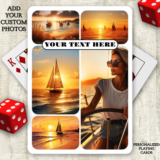 Nautic Foto Collage Sailor Spielkarten (Playing cards featuring a photo collage with your favorite nautical photos. Great for a sailor.)