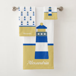 Nautic Gold und Marineblau Badetuch Badhandtuch Set