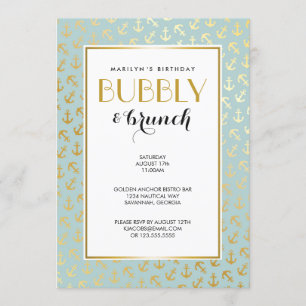 Nautic Golden Anchors Pattern Einladung