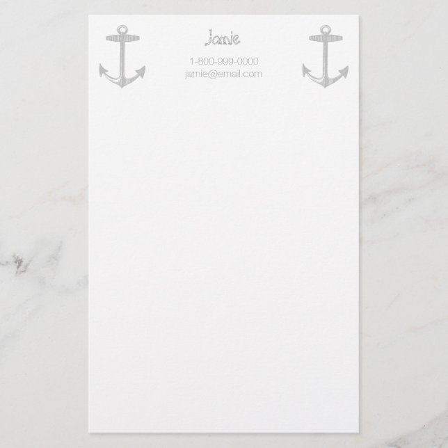 Nautic Gray Anchor Briefpapier (Vorderseite)