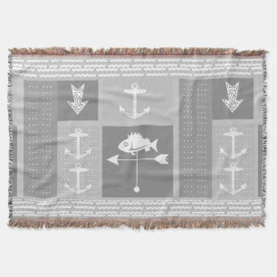 Nautic Gray Anchor Fish Weather Vane Muster Decke