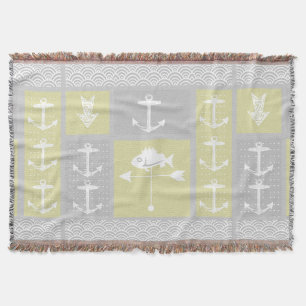 Nautic Gray Anchor Fish Weather Vane Muster Decke