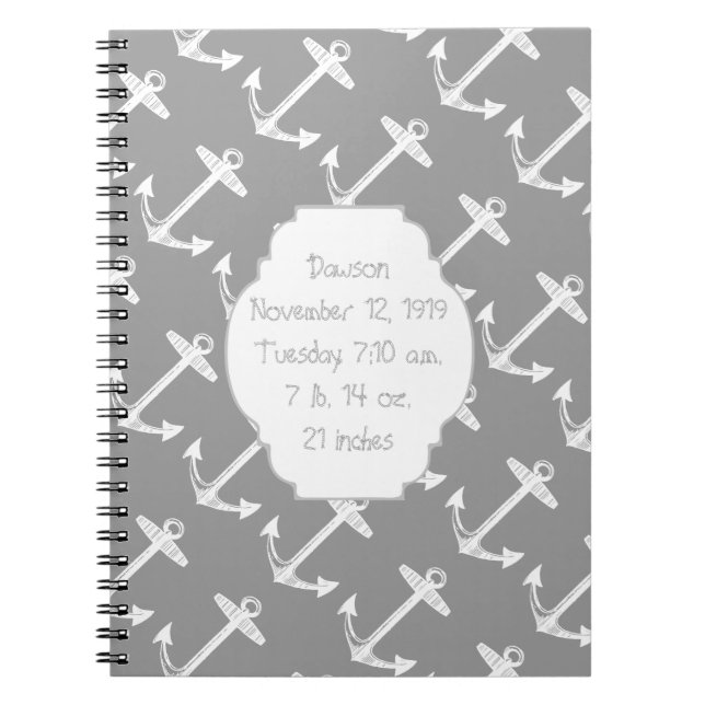 Nautic Gray Anchor Notizblock (Vorderseite)