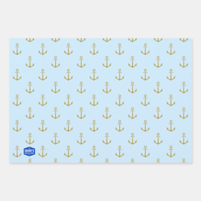 Nautic Haven Wrapping Paper Flat Sheet Set 3 Geschenkpapier Set (Vorderseite)