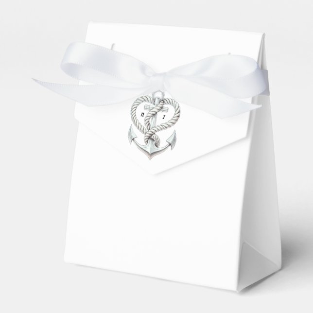 Nautic Heart Rope Anchor Coastal Wedding Geschenkschachtel (Vorderseite)