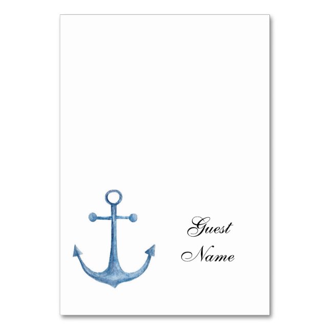 Nautic Hochzeit Platzkarte Beach Tischname Blue Tischnummer (Vorderseite)