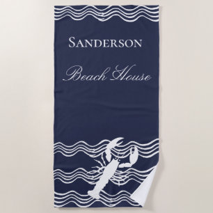 Nautic Hummer Navy Blue White Strandtuch