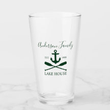 Nautic Lake House Anchor Oars Familienname Grün