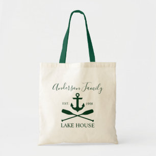 Nautic Lake House Anchor Oars Family Green Tragetasche