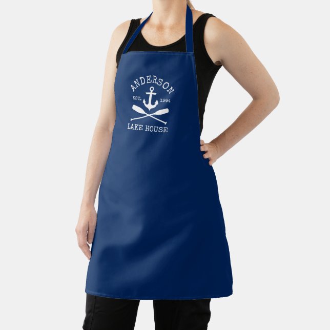 Nautic Lake House Family Anchor Oars Navy Blue Schürze (InSitu)