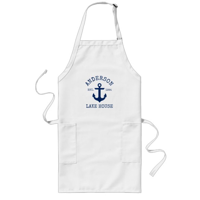 Nautic Lake House Family Name Anchor Lange Schürze (Vorne)
