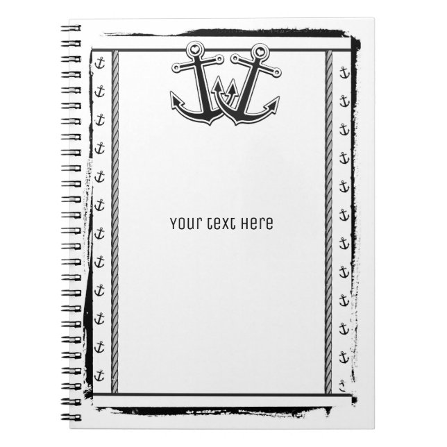 Nautic Liebe Anchors Beach Black & White Chic Notizblock (Vorderseite)