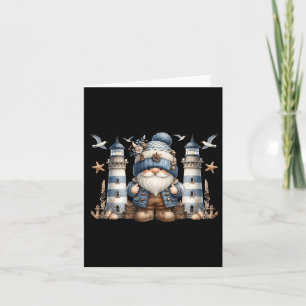 Nautic Lighthouse Gnome für Damen und Herren Funny Karte