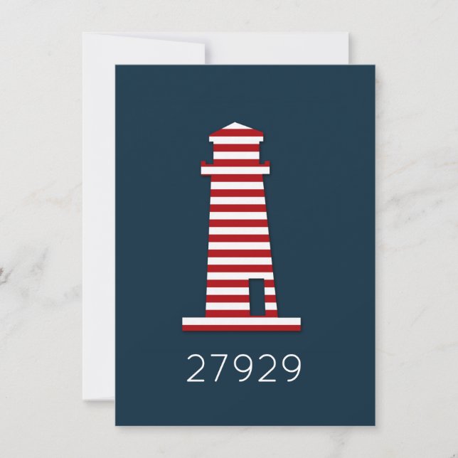 Nautic Lighthouse Patriotic Wiedersehen Einladung (Vorderseite)