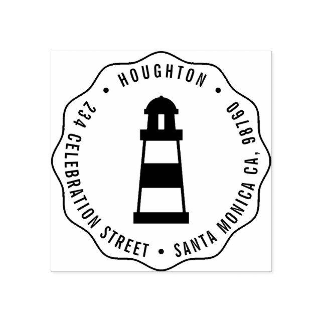 Nautic Lighthouse Round Family Rücksendeadresse Gummistempel (Prägung)