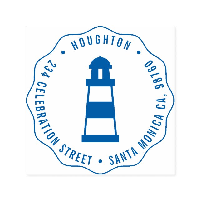 Nautic Lighthouse Round Family Rücksendeadresse Permastempel (Design)
