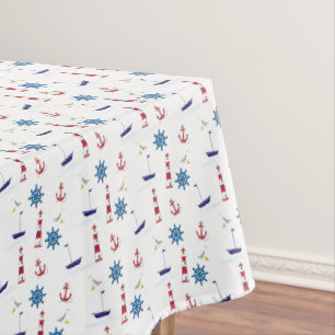 Nautic Lighthouse Sailboat Ocean Rectangle Table Tischdecke