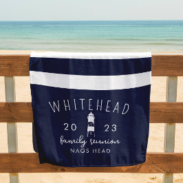 Nautic Lighthouse Stripe Navy Monogram Strandtuch