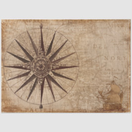 Nautic Map Sailboat Compass Decoupage Hintergrund Seidenpapier