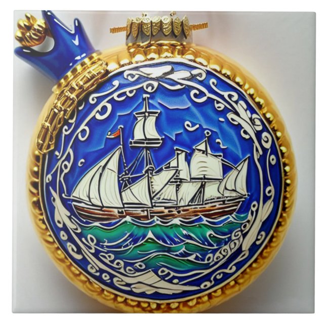 Nautic Marine Life Keramik Art Nr. 4 Fliese (Vorderseite)