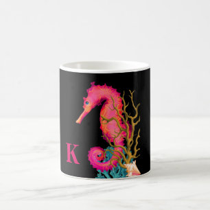 Nautic Marine Seepferd Pink Black Chic Kaffeetasse