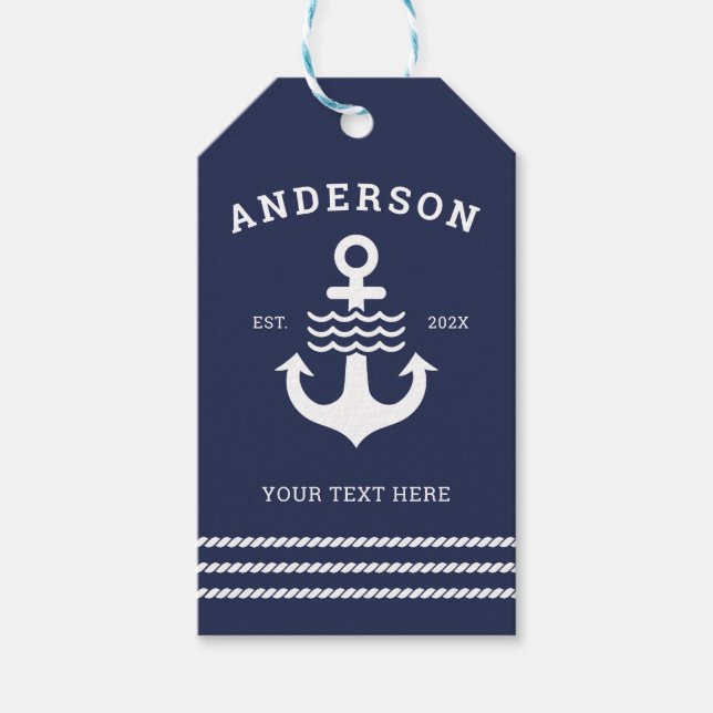 Nautic Maritime Anchor Ocean Lake House Geschenkanhänger (Vorderseite)