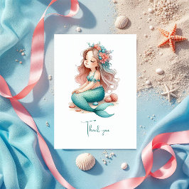 Nautic Mermaid Birthday Party Dankeskarte