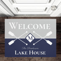 Nautic Modern Navy Blue Gray Monogram Lake House