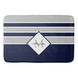 Nautic Modern Navy Gray Monogram Badematte