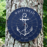 Nautic Monogram Anchor Navy Blue Dartscheibe<br><div class="desc">Personalisierter nautischer Anker. Ideal für Wiedersehen,  Hochzeit oder Familiengeschenke.</div>