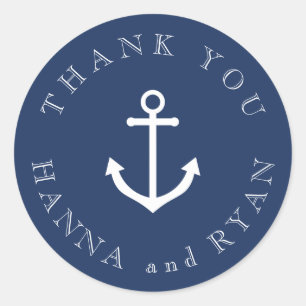 Nautic Navy Anchor Hochzeit danke Ihnen Stickers