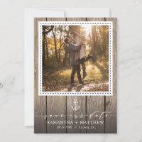 Nautic Navy Anchor Rustic Wood Foto Hochzeit