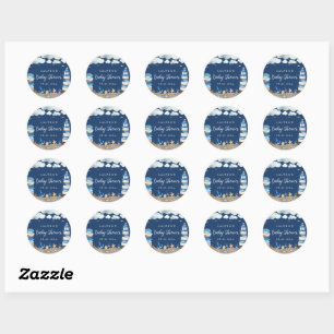 Nautic Navy Baby Shooter Round Sticker