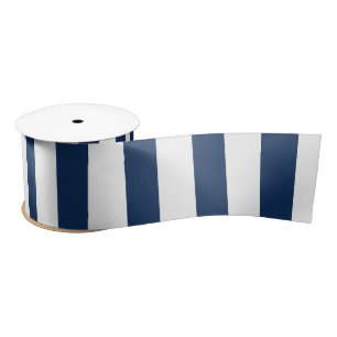 Nautic Navy Blau & Weiß Streifen Satinband