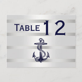 Nautic Navy Blu Anchor Silver Wht H Tischnummer