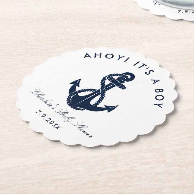 Nautic Navy Blue Anchor Baby Shooter Untersetzer (angewinkelt)