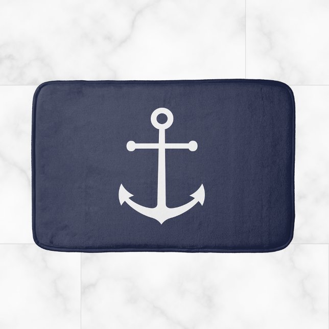 Nautic Navy Blue Anchor Badematte (Von Creator hochgeladen)