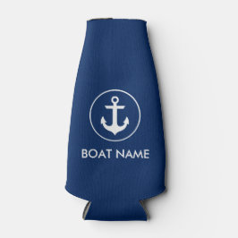 Nautic Navy Blue Anchor Boat Name Flasche Cooler Flaschenkühler