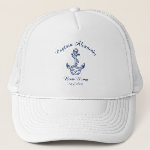 Nautic Navy Blue Anchor Coastal Mit Monogramm Tr Truckerkappe