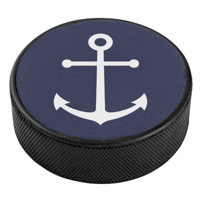 Nautic Navy Blue Anchor Eishockey Puck (3/4)