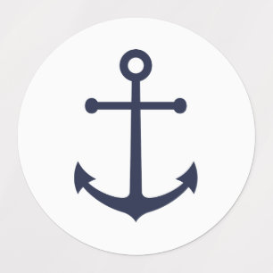 Nautic Navy Blue Anchor Etiketten