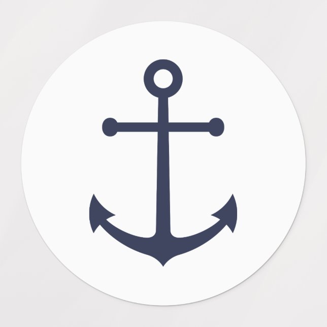 Nautic Navy Blue Anchor Etiketten (Design 1)