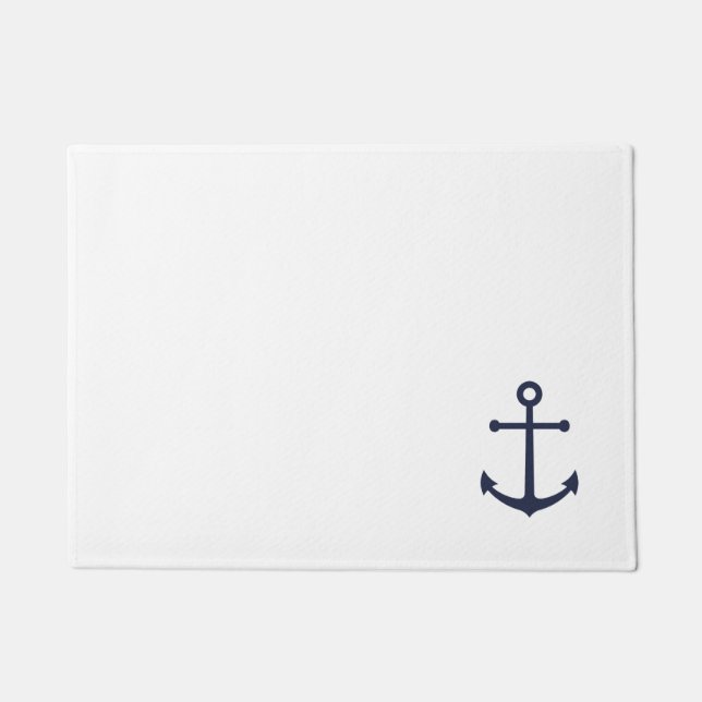 Nautic Navy Blue Anchor Fußmatte (Vorderseite)