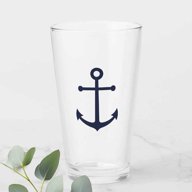 Nautic Navy Blue Anchor Glas (Von Creator hochgeladen)