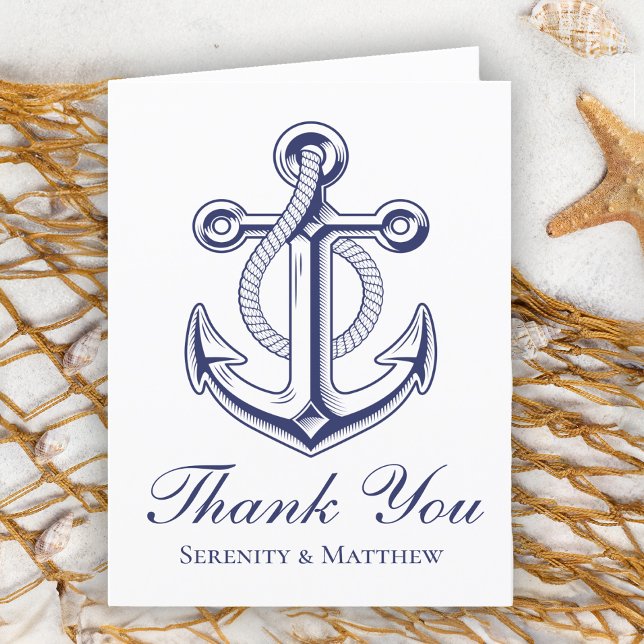 Nautic Navy Blue Anchor Hochzeit Vielen Dank Dankeskarte (Von Creator hochgeladen)