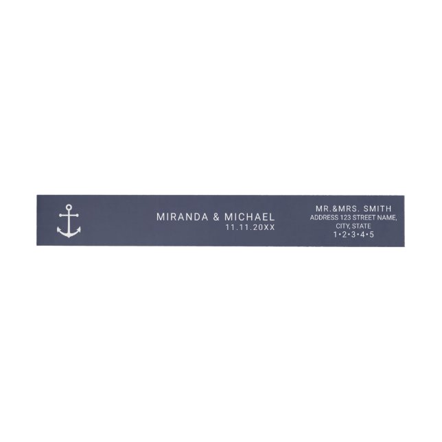 Nautic Navy Blue Anchor Hochzeitseinladung (Person)