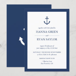 Nautic Navy Blue Anchor Hochzeitseinladung Einladung